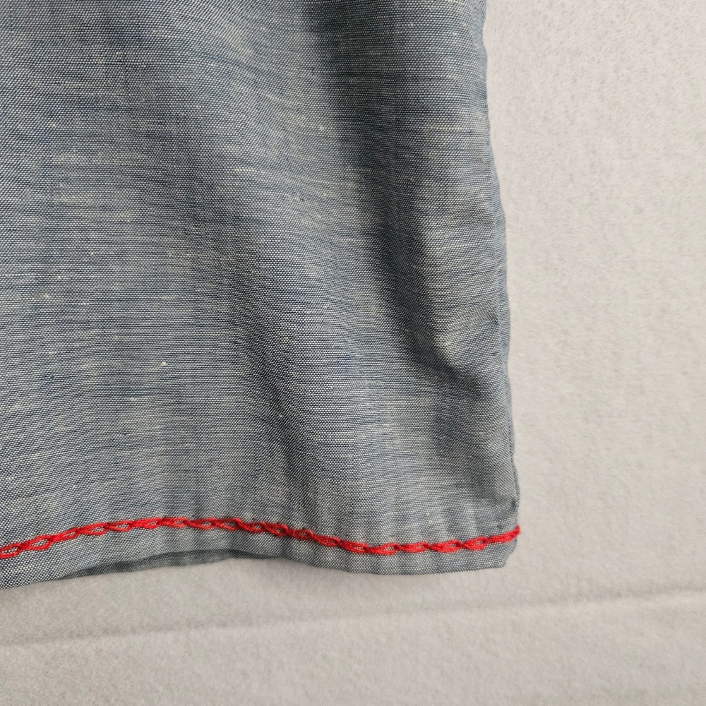 Vtg JCPenney Big Mac Blue Embroidered Chambray Work Shirt L Hippie Folk Art Boho - Picture 6 of 15